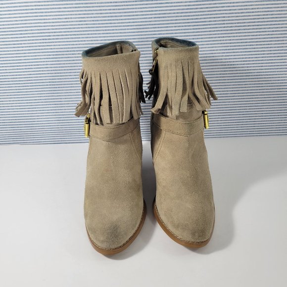 Ralph Lauren Mara Brown Suede Fringe Seamed Ankle Bootie Women's Size 6B - Picture 2 of 12